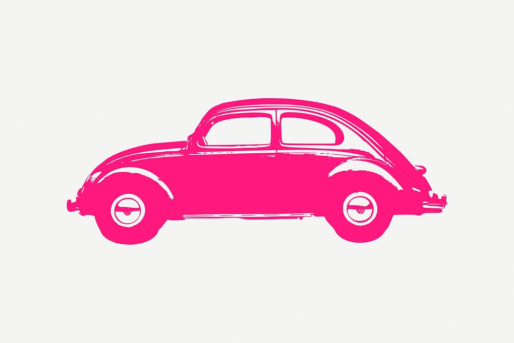 Pink vintage car clipart, vehicle illustration psd. Free public domain CC0 image.