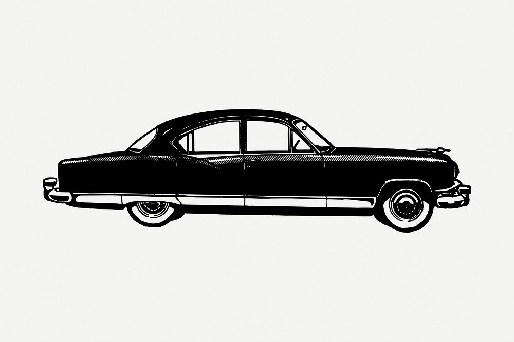 Black car drawing clipart, transportation  illustration psd. Free public domain CC0 image.