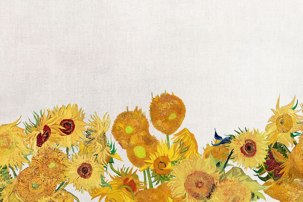 Vincent van Gogh-inspired Sunflowers background, vintage illustration