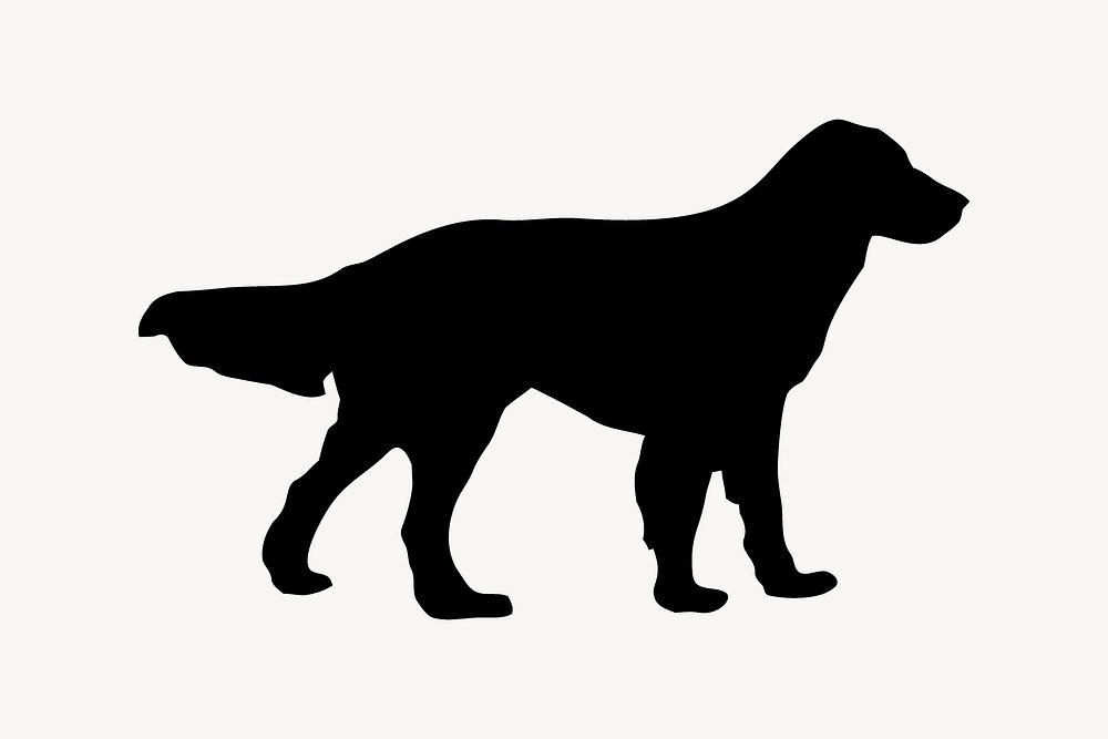 Flat-coated Retriever dog silhouette collage element, animal illustration psd. Free public domain CC0 image.