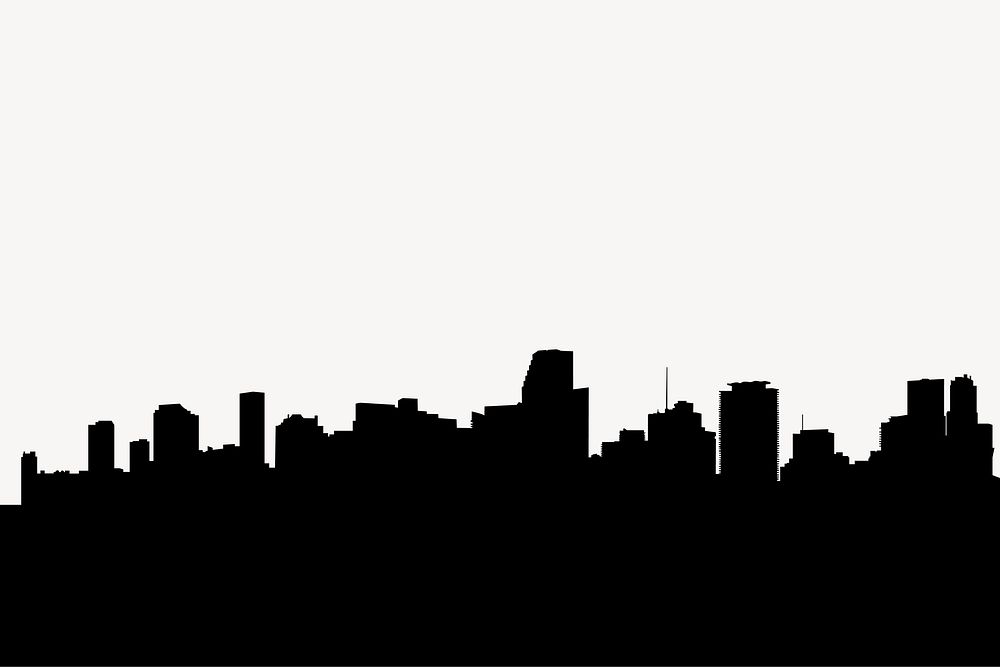 Miami skyline silhouette border, Florida cityscape illustration in black vector. Free public domain CC0 image.
