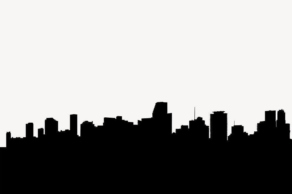 Miami skyline silhouette border, cityscape illustration psd. Free public domain CC0 image.