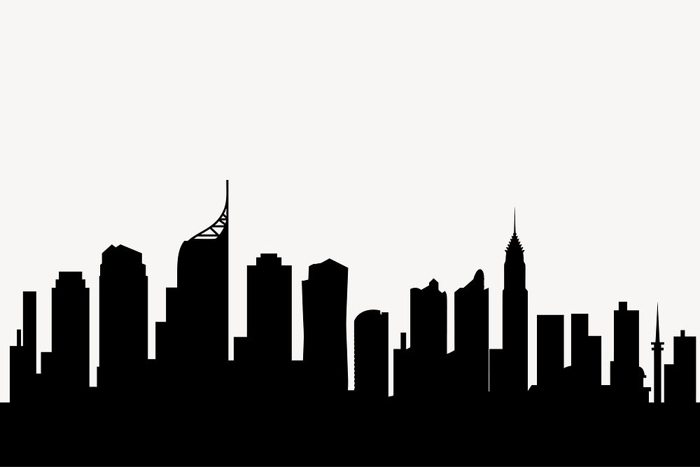 Jakarta skyline silhouette border, city illustration in black. Free public domain CC0 image.