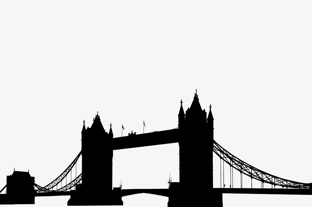 Tower Bridge silhouette border, London landmark illustration psd. Free public domain CC0 image.
