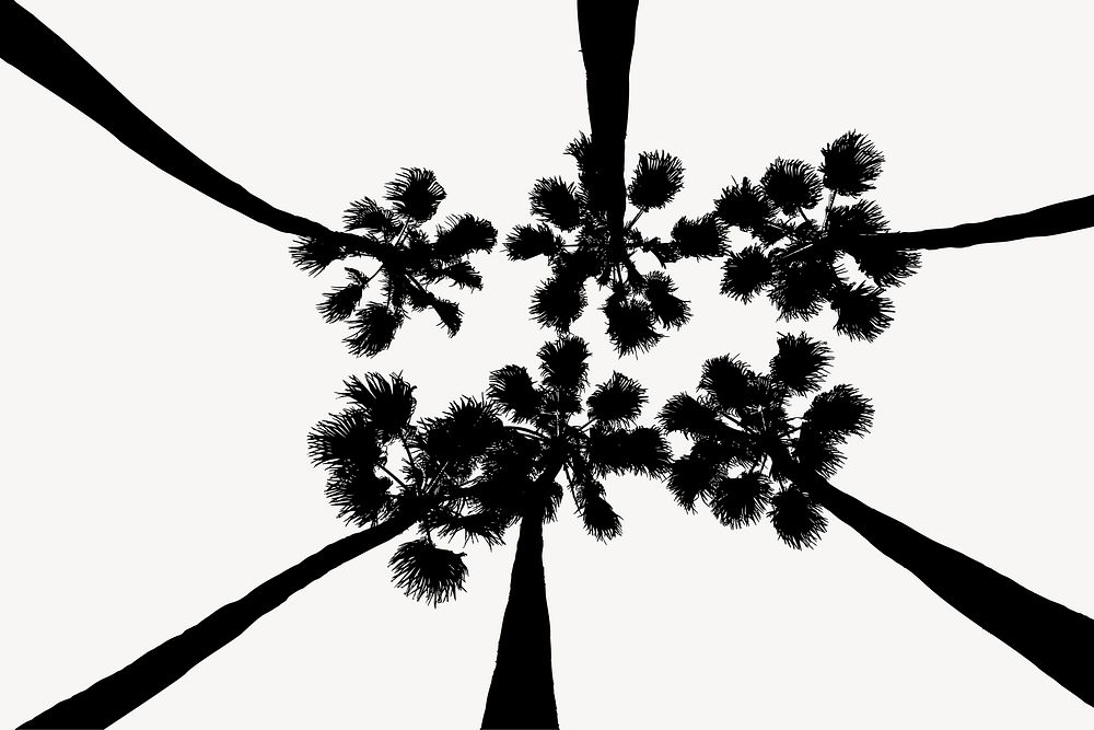 Palm trees silhouette background, nature illustration in black vector. Free public domain CC0 image.