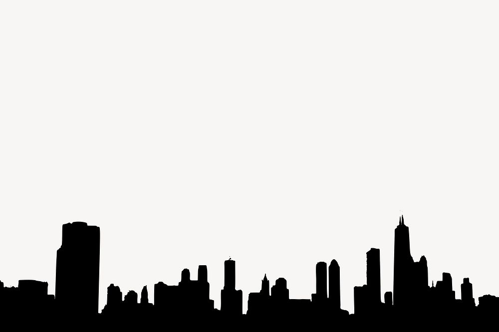Cityscape silhouette border psd. Free public domain CC0 image.