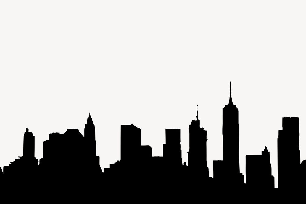 Brooklyn cityscape silhouette border psd. Free public domain CC0 image.