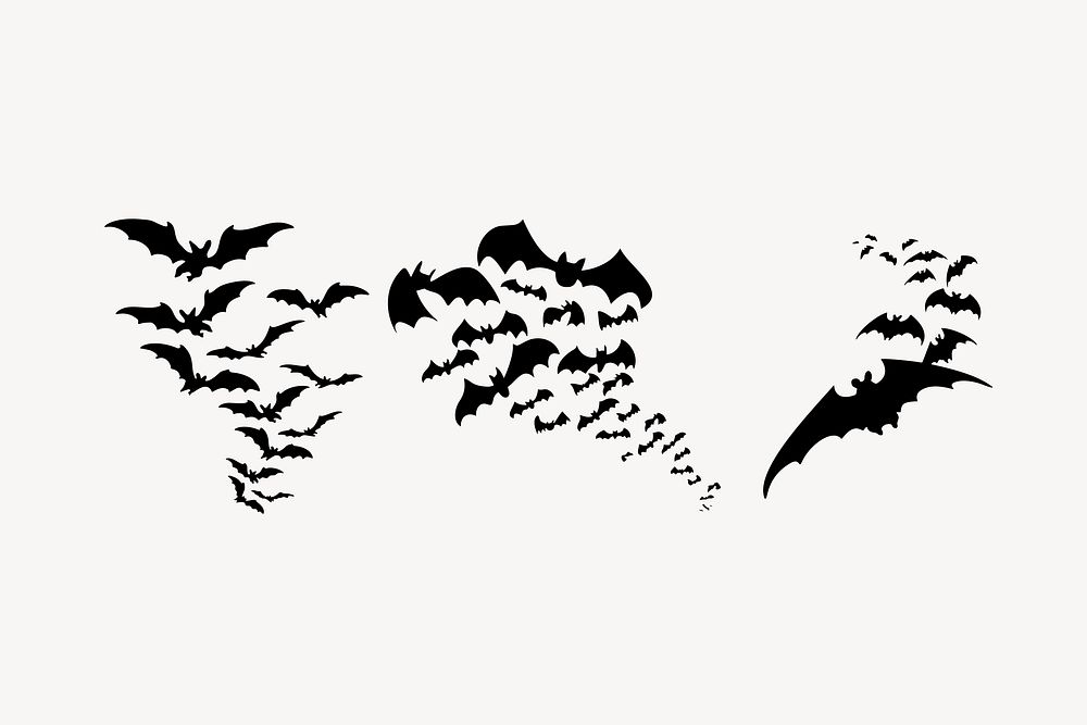 Flying bat silhouette clipart, animal illustration in black vector. Free public domain CC0 image.