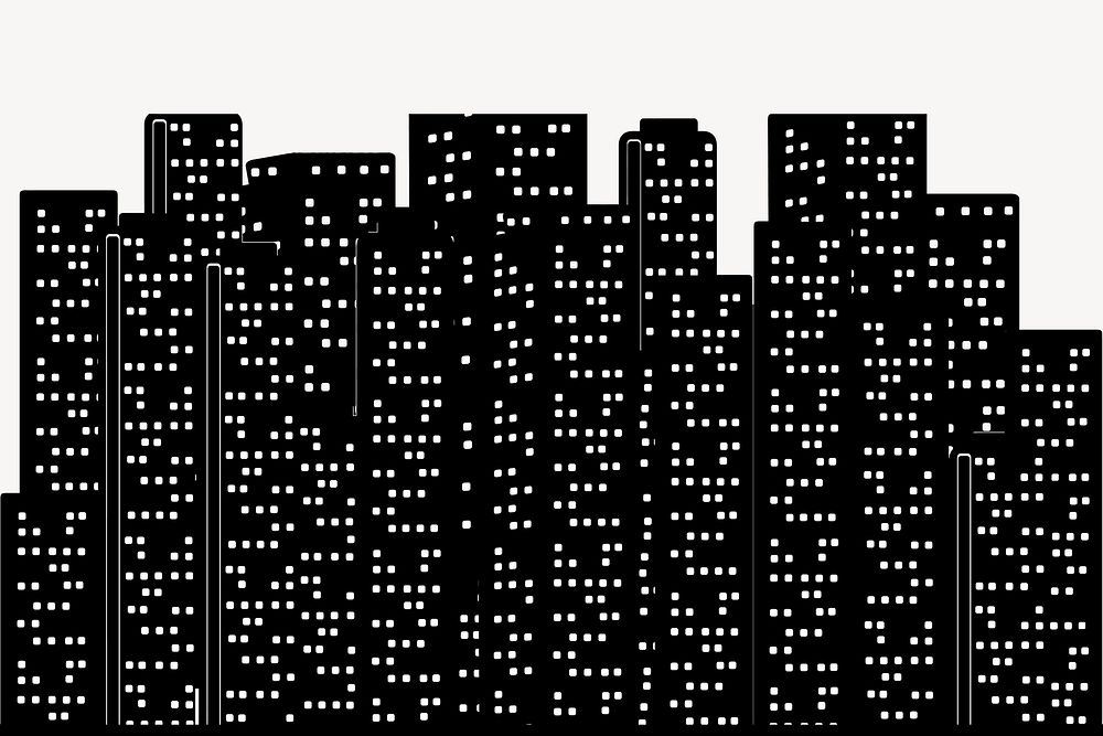 City buildings silhouette border clipart. Free public domain CC0 image.