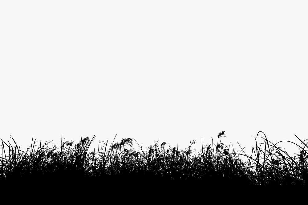 Grass bush silhouette border, nature illustration psd. Free public domain CC0 image.