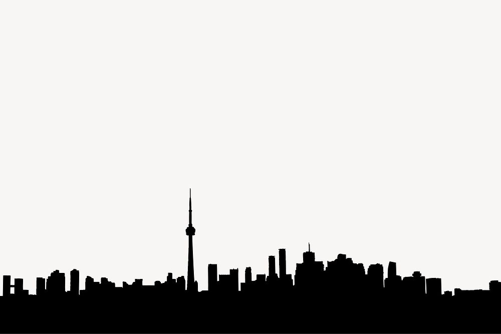 Toronto skyline silhouette border, cityscape illustration in black vector. Free public domain CC0 image.