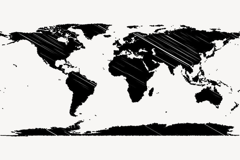 World map silhouette background, geography illustration in black vector. Free public domain CC0 image.