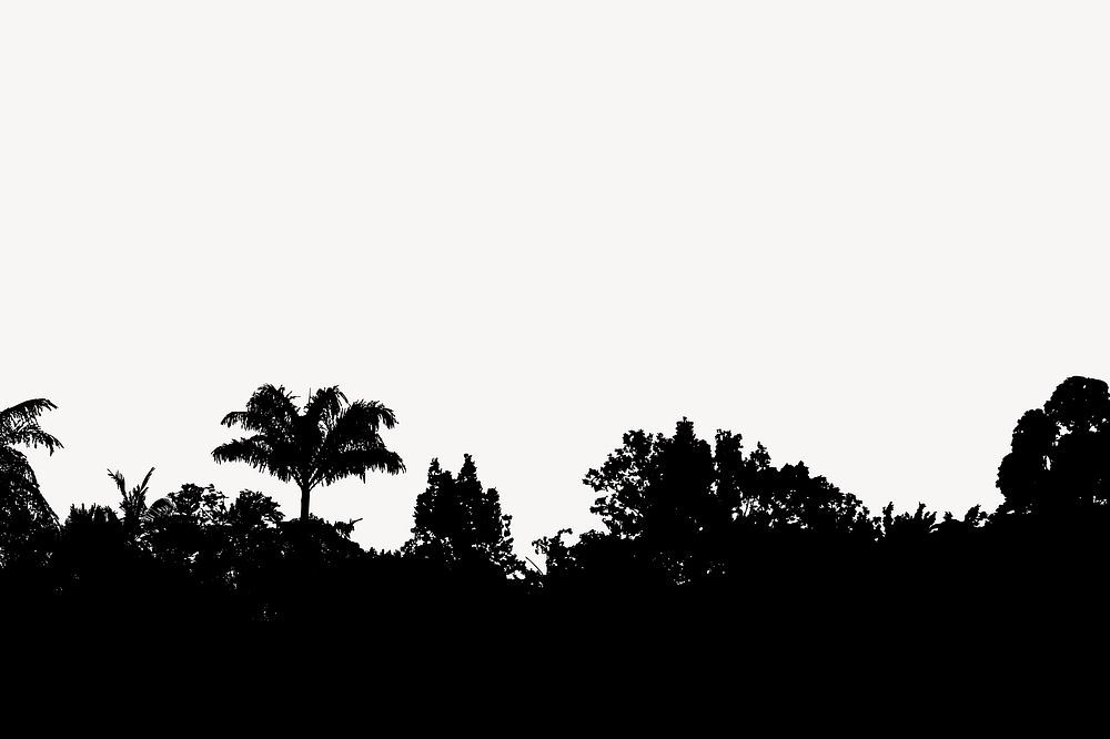 Forest border silhouette collage element, nature illustration psd. Free public domain CC0 image.