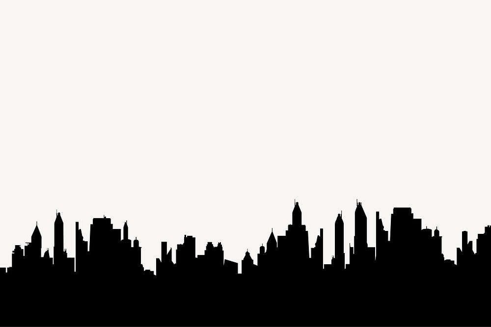 City skyline silhouette border, cityscape illustration in black. Free public domain CC0 image.