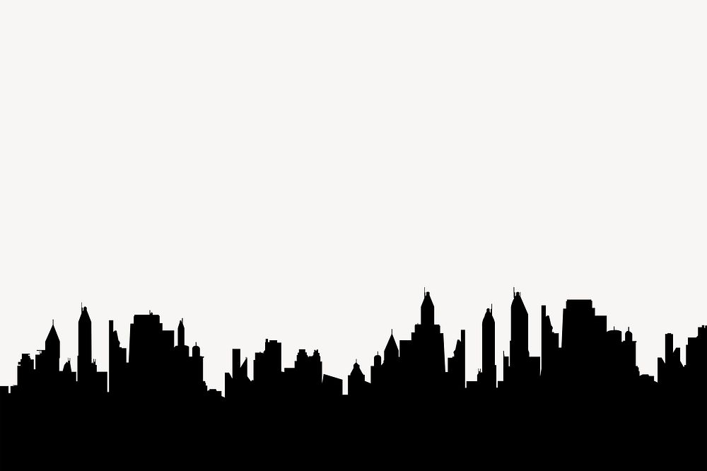 City skyline silhouette border, cityscape illustration psd. Free public domain CC0 image.