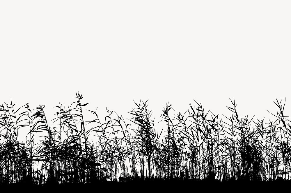 Grass field silhouette border, nature illustration psd. Free public domain CC0 image.