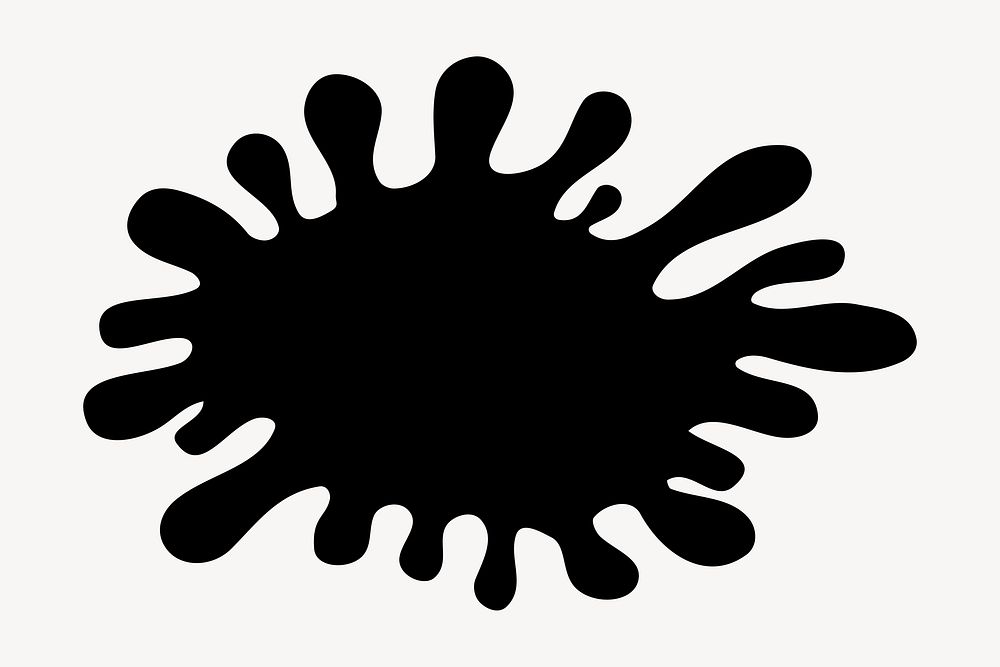 Blot splash silhouette clipart, black liquid. Free public domain CC0 image.