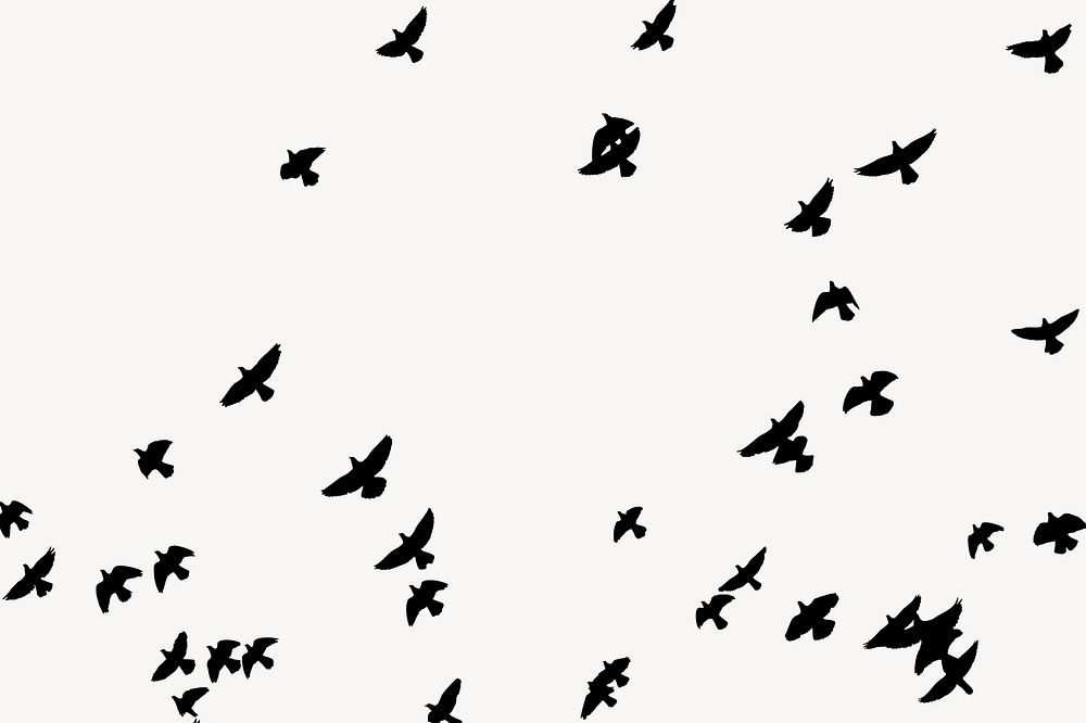 Flying birds silhouette background, animal illustration psd. Free public domain CC0 image.