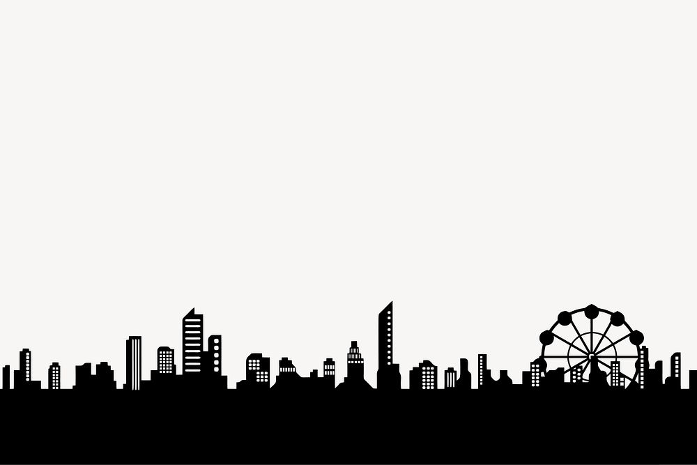 London cityscape silhouette border, travel illustration in black vector. Free public domain CC0 image.
