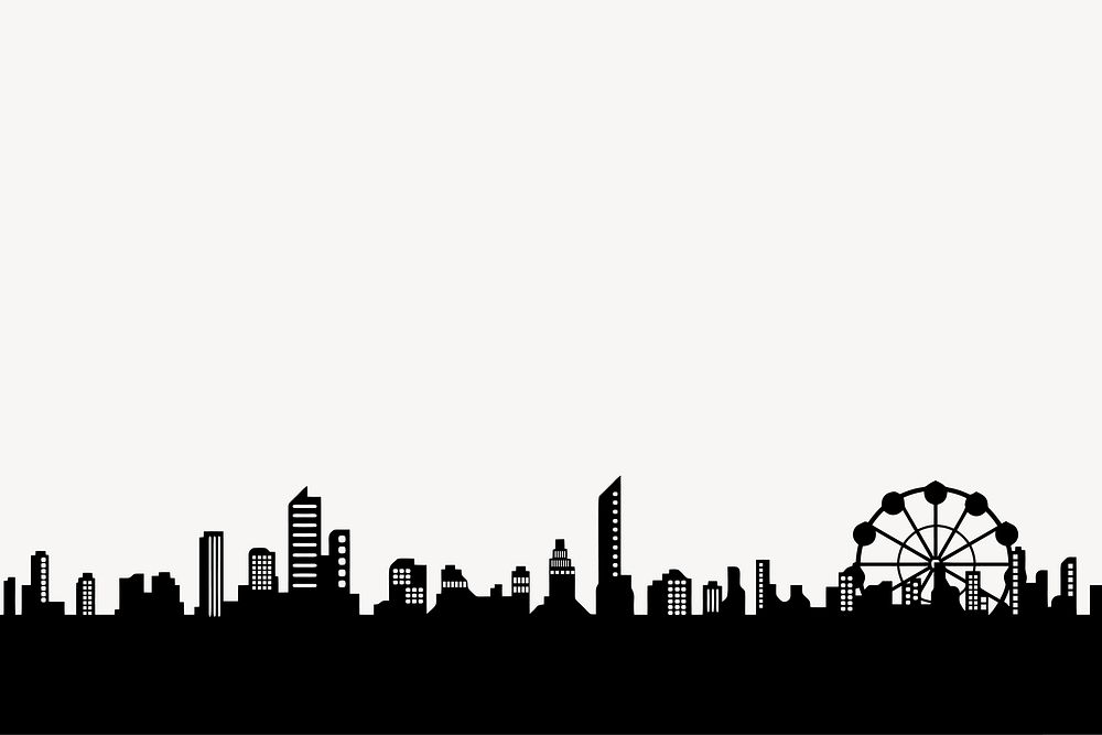 London cityscape silhouette border, landmark illustration in black. Free public domain CC0 image.