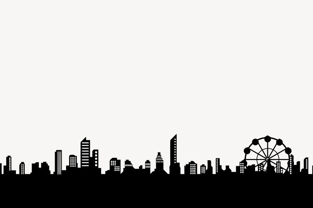 London cityscape silhouette border, travel illustration psd. Free public domain CC0 image.