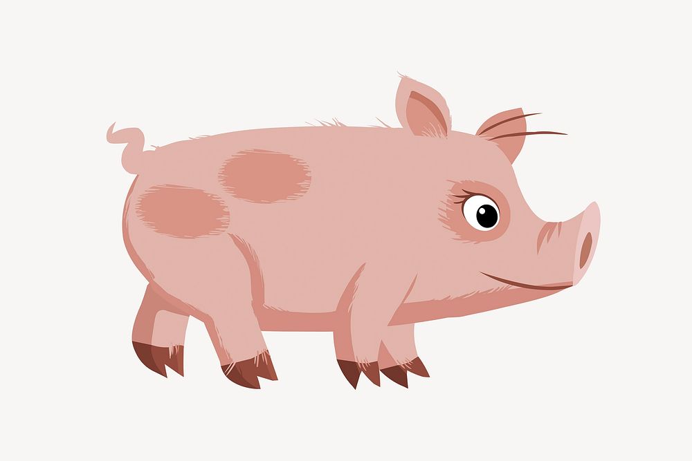 Pink pig clipart, animal illustration. Free public domain CC0 image.
