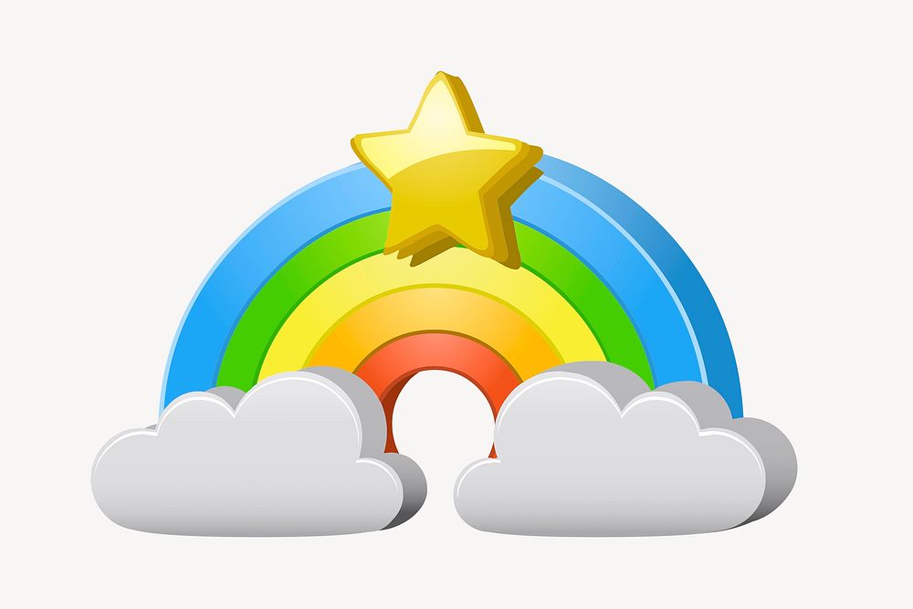 3D rainbow clipart, weather illustration vector. Free public domain CC0 image.