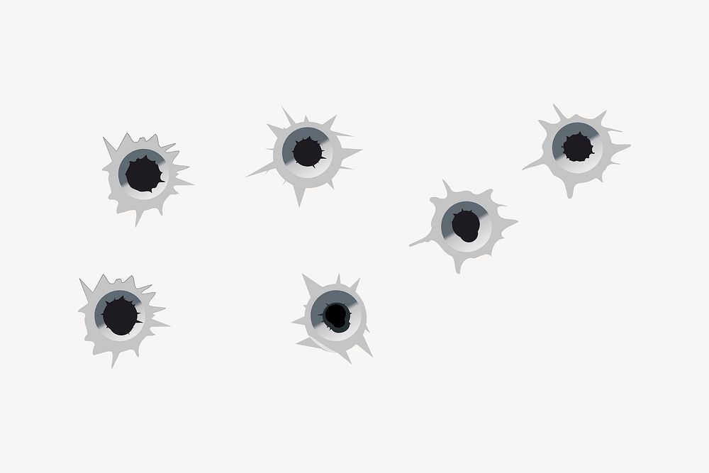 Bullet holes collage element, shotgun illustration psd. Free public domain CC0 image.