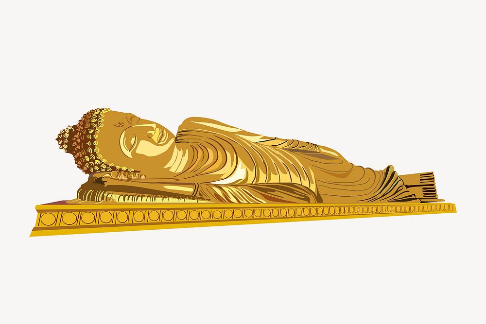 Sleeping Buddha clipart, religious statue illustration vector. Free public domain CC0 image.