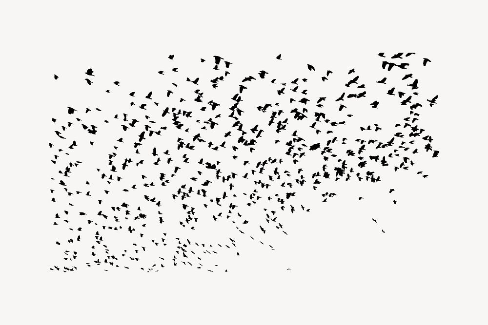 Flock of bird silhouette, animal illustration vector. Free public domain CC0 image.