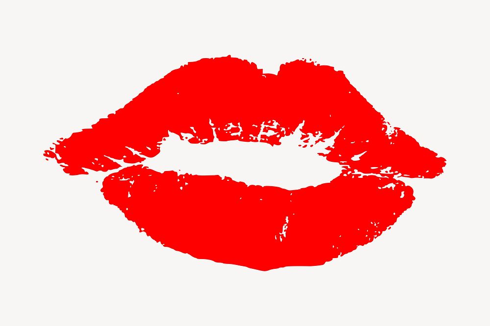 Red lipstick stain clipart, Valentine's illustration vector. Free public domain CC0 image.