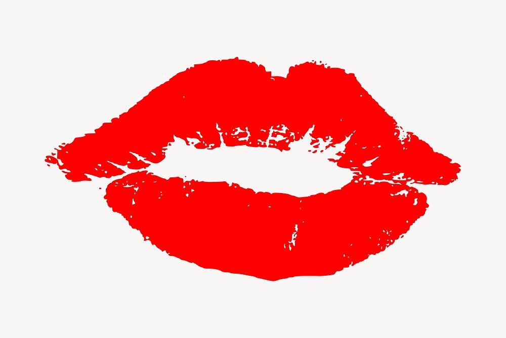 Red lipstick stain sticker, Valentine's illustration psd. Free public domain CC0 image.