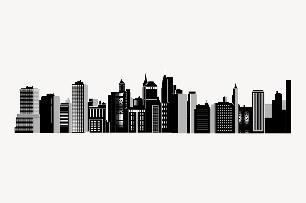 Boston cityscape silhouette background, building illustration. Free public domain CC0 image.