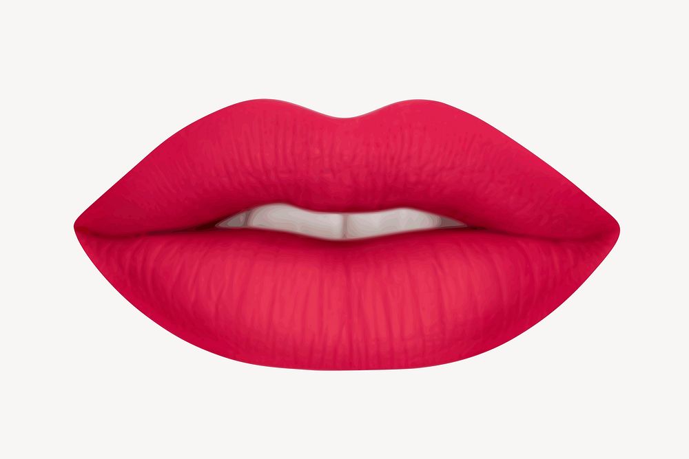 Pink matte lips clipart, woman collage element vector. Free public domain CC0 image.