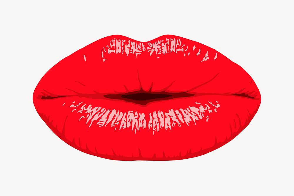 Sexy red lips clipart, Valentine's illustration. Free public domain CC0 image.