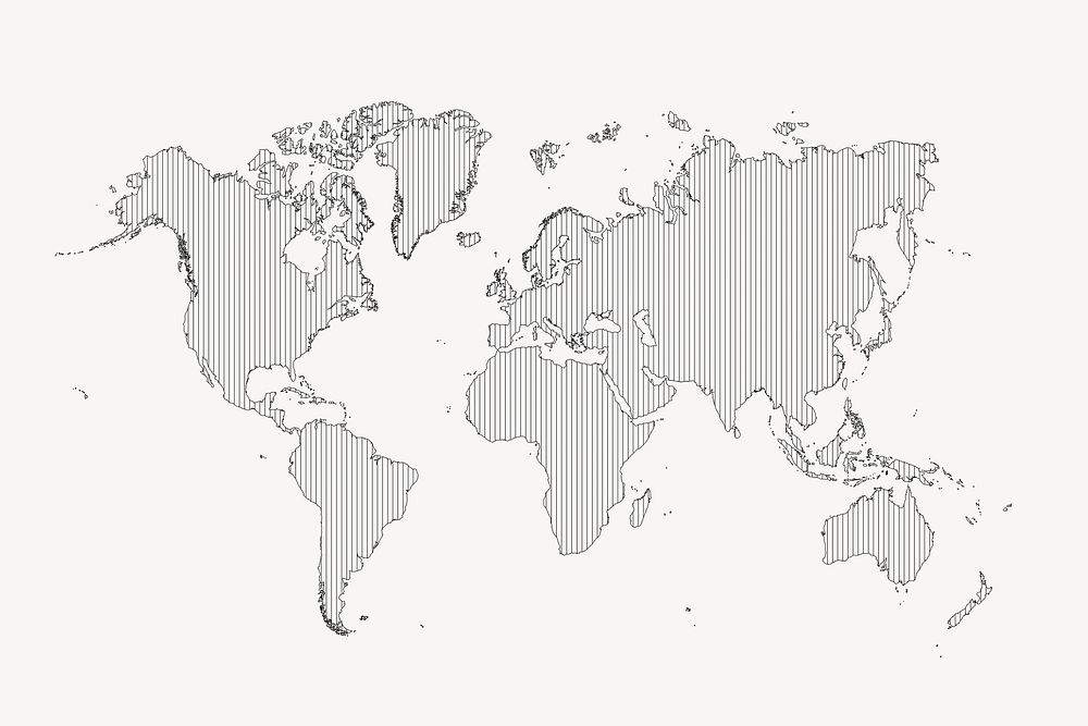 World map clipart, geography illustration vector. Free public domain CC0 image.