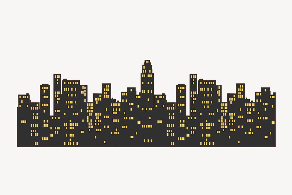 Cityscape silhouette background, building illustration vector. Free public domain CC0 image.