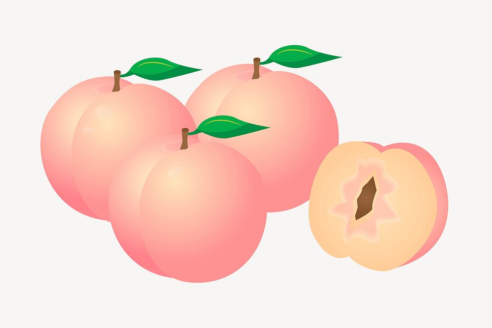 Peaches sticker, fruit illustration psd. Free public domain CC0 image.