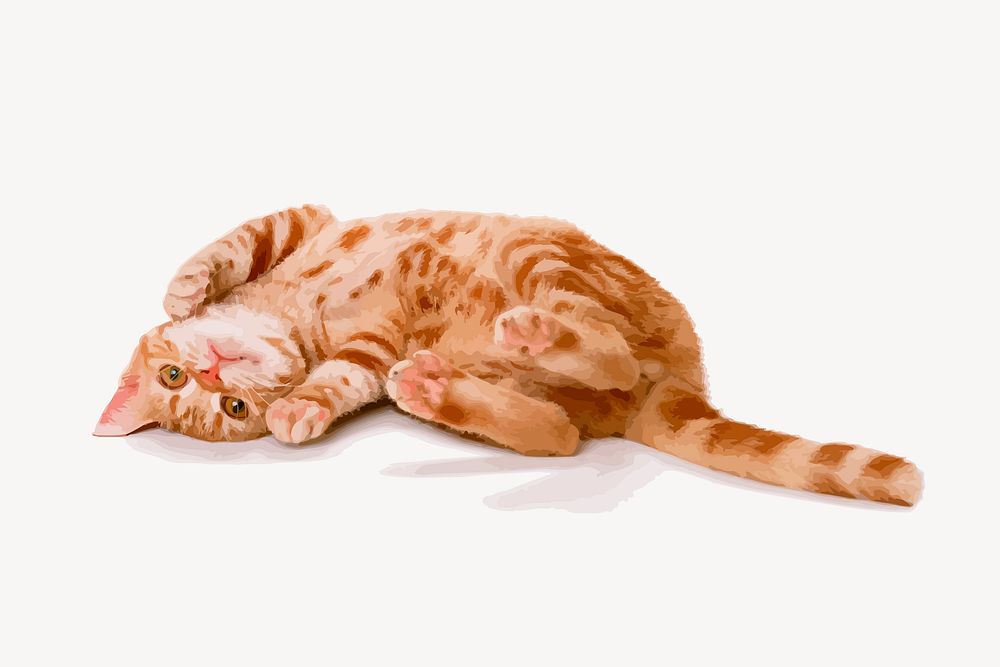 Ginger kitten clipart, animal illustration vector. Free public domain CC0 image.