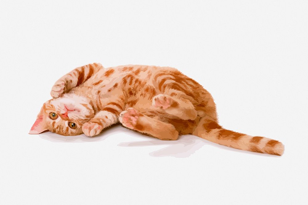 Ginger kitten clipart illustration. Free public domain CC0 image.