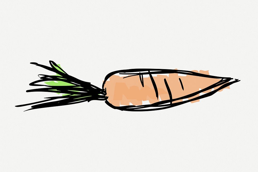 Cute carrot doodle, vegetable illustration psd. Free public domain CC0 image.