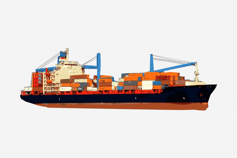 Container ship clipart illustration. Free public domain CC0 image.