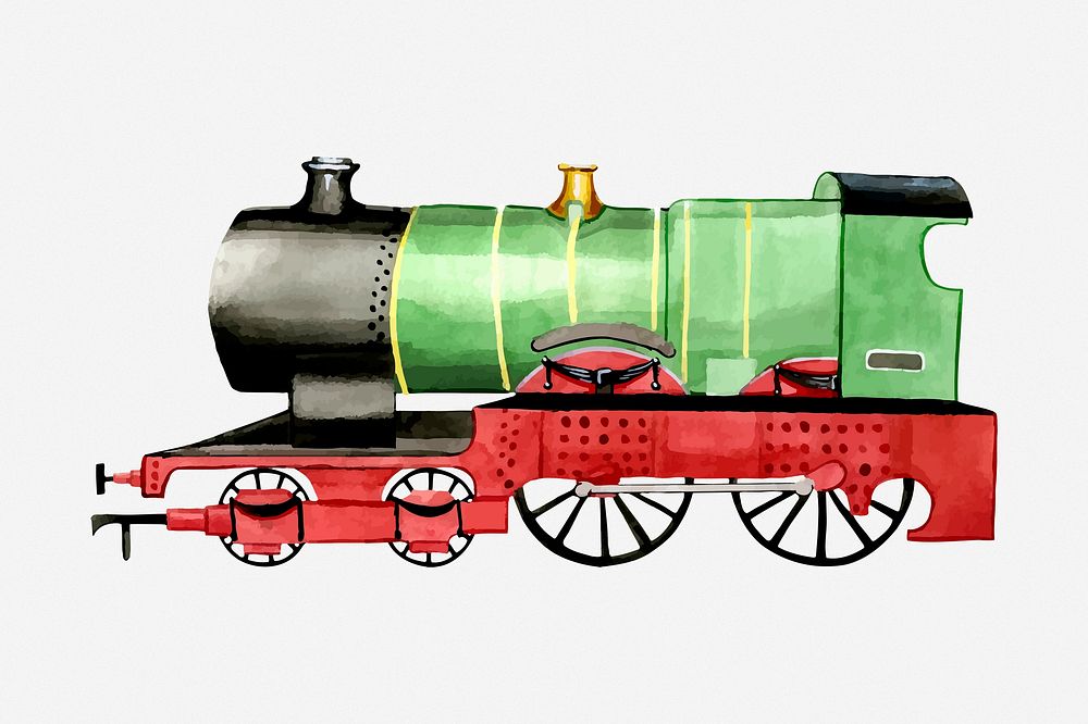 Train locomotive clipart illustration. Free public domain CC0 image.