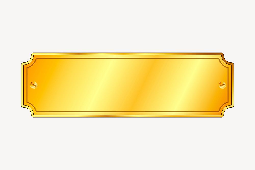 Gold plaque sign clipart, collage element vector. Free public domain CC0 image.
