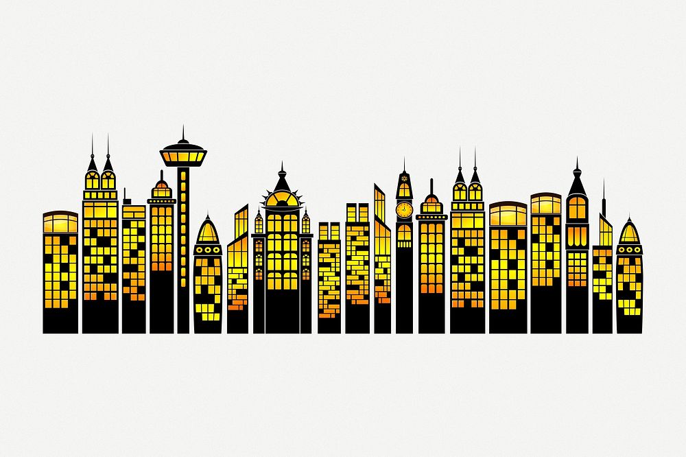 Landmarks & towers clipart, collage element illustration psd. Free public domain CC0 image.