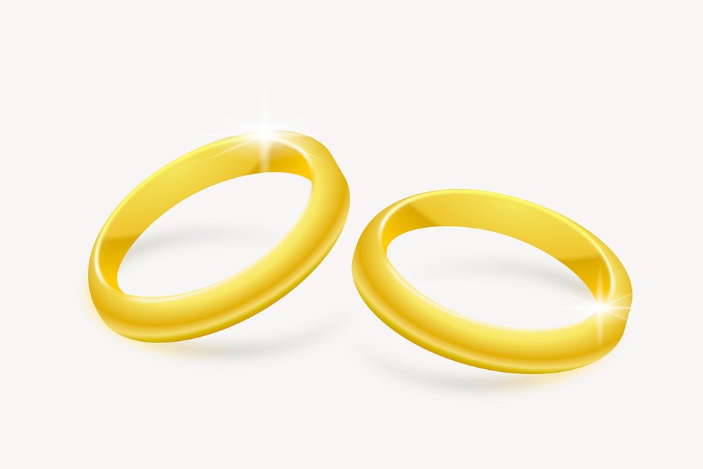 Gold wedding rings clipart, illustration vector. Free public domain CC0 image.