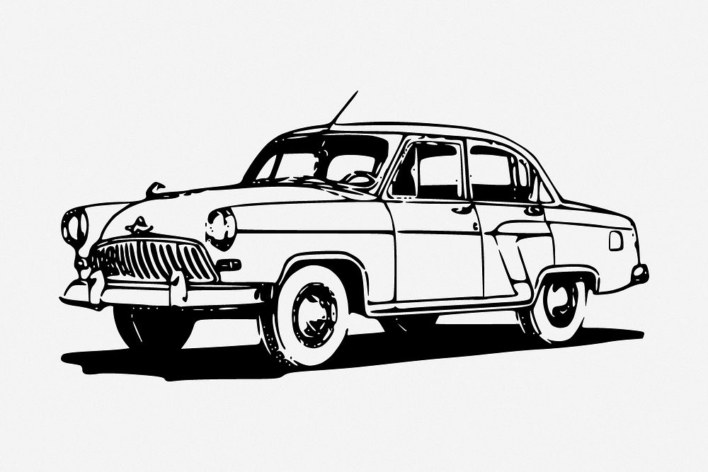 Vintage car drawing, vehicle illustration. Free public domain CC0 image.