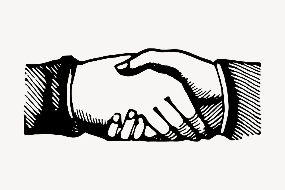 Business handshake drawing, vintage hand illustration vector. Free public domain CC0 image.