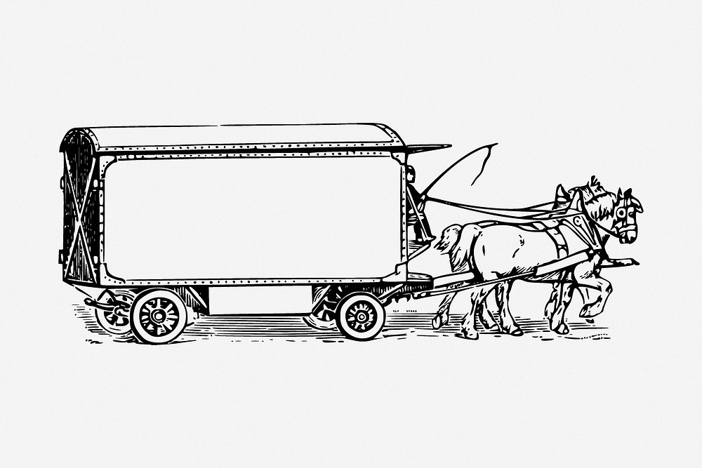 Transport carriage drawing, vintage illustration. Free public domain CC0 image.