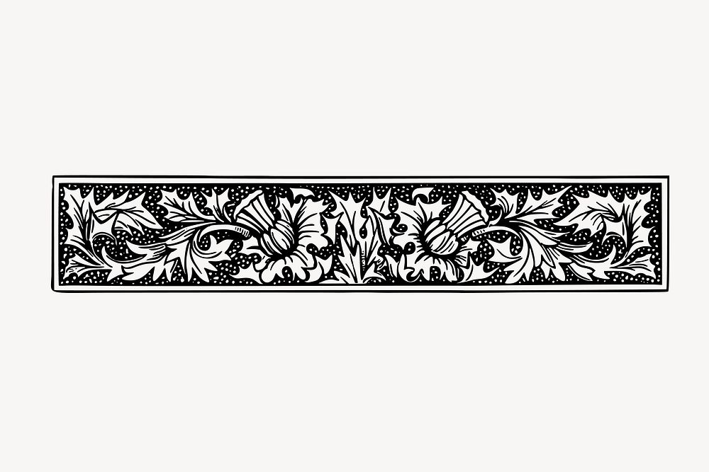 Floral ornament divider, vintage border vector. Free public domain CC0 image.